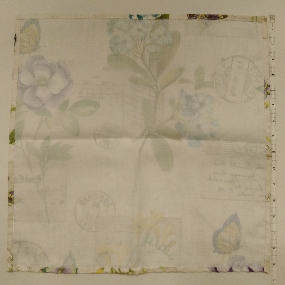 Elrene Botanical Blossom Cloth NAPKINS Set of 4 Floral Butterfly Postmark ~17x17 - Picture 5 of 13